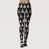kerstboomroze en groen met zwarte achtergrond leggings (Achterkant)