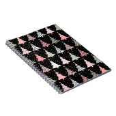 kerstboomroze en groen met zwarte achtergrond notitieboek (Rechterzijde)