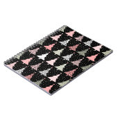 kerstboomroze en groen met zwarte achtergrond notitieboek (Linkerzijde)