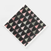kerstboomroze en groen met zwarte achtergrond servet (Hoek)