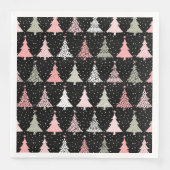 kerstboomroze en groen met zwarte achtergrond servet (Voorkant)