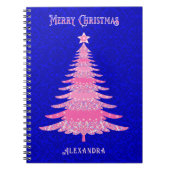 kerstboomroze gepersonaliseerde sneeuwvlokken notitieboek (Voorkant)