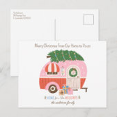 kerstboomroze  Retro Camper Monogram Feestdagenkaart (Voorkant / Achterkant)