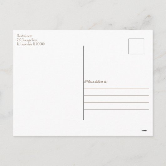 kerstboomroze Retro Camper Monogram Feestdagenkaart (Achterkant)