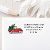  kerstboomruitadres rode vrachtwagen etiket (Insitu)