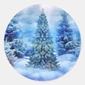 Kerstboomscène Ronde Sticker (Voorkant)