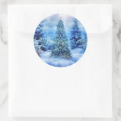 Kerstboomscène Ronde Sticker (Tas)