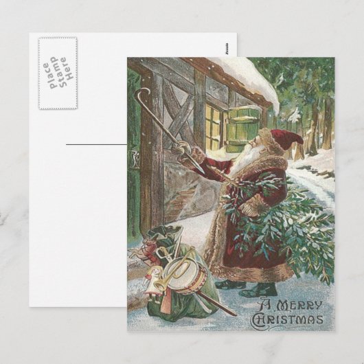 kerstboomschaar voor kerstkerstmis, speelgoedkledi feestdagenkaart (Voorkant / Achterkant)