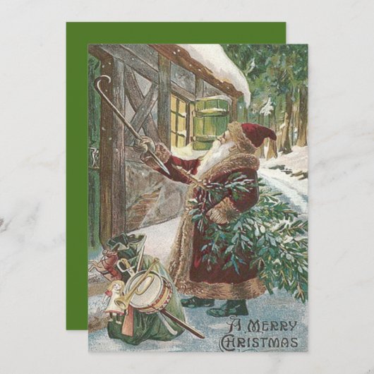 kerstboomschaar voor kerstkerstmis, speelgoedkledi feestdagenkaart (Voorkant / Achterkant)