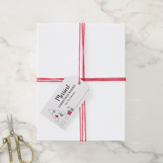 Kerstboomschets feestdag cadeaulabel (Met Touw)