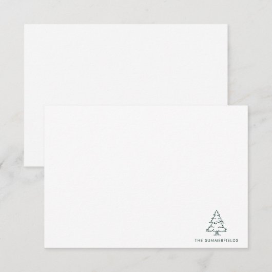Kerstboomschets Vakantie Eenvoudig Aangepast Bedankkaart (Voorkant / Achterkant)