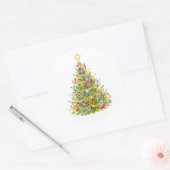 Kerstboomscheurtjes Ronde Sticker (Envelop)