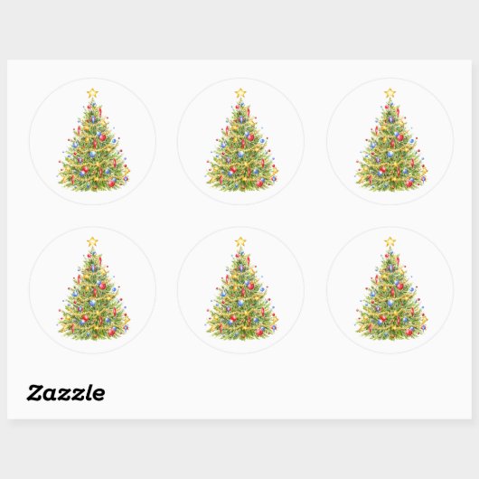 Kerstboomscheurtjes Ronde Sticker (Vel)