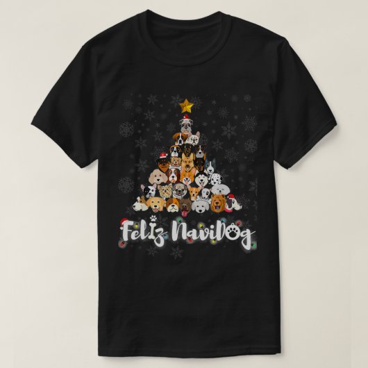 kerstboomschild Hondenliefhebber Feliz T-shirt (Design voorkant)