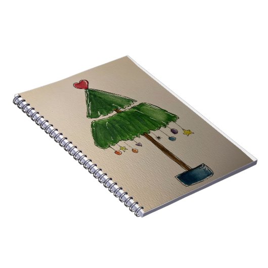 kerstboomschilderfoto Waterverf Notitieboek (Rechterzijde)