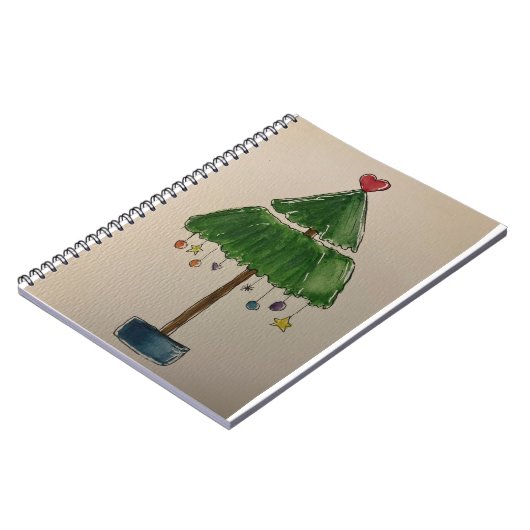 kerstboomschilderfoto Waterverf Notitieboek (Linkerzijde)