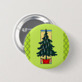 kerstboomschildering ronde button 5,7 cm (Voorkant /achterkant)
