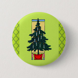 kerstboomschildering ronde button 5,7 cm