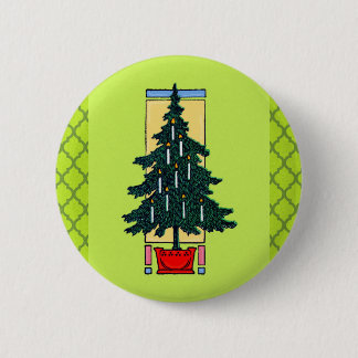 kerstboomschildering ronde button 5,7 cm