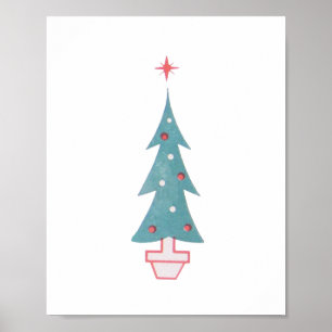 kerstboomschildering Vintage 1950 Poster