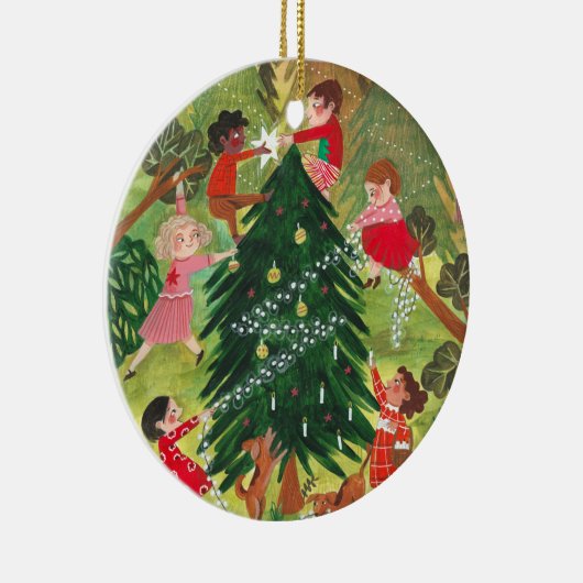 kerstboomschildering voor kinderen keramisch ornament (Rechts)