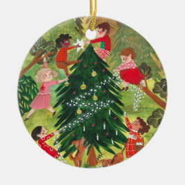 kerstboomschildering voor kinderen keramisch ornament