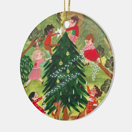 kerstboomschildering voor kinderen keramisch ornament (Links)
