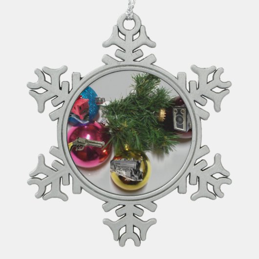 kerstboomschilfering tin sneeuwvlok ornament (Voorkant)