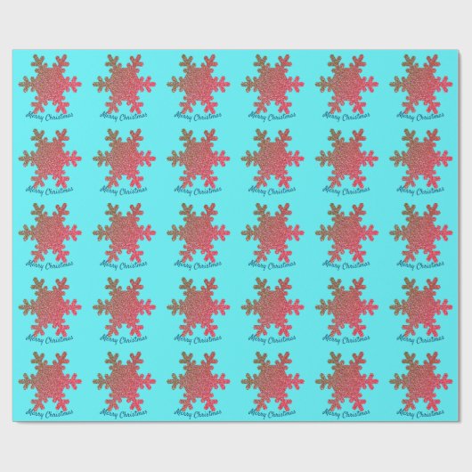 kerstboomschilfers Blauwe roze roze goudglitter Cadeaupapier (Vlak)