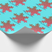 kerstboomschilfers Blauwe roze roze goudglitter Cadeaupapier (Hoek)