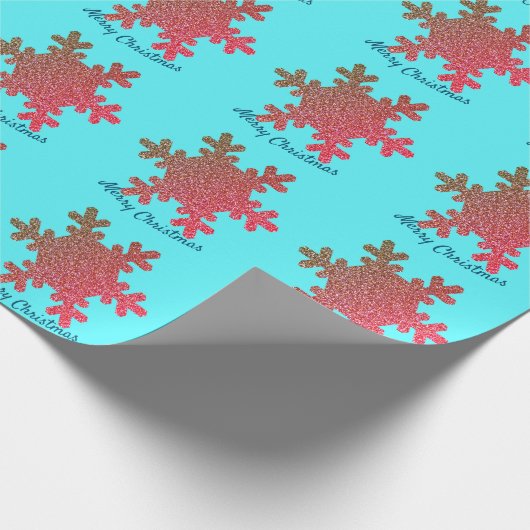 kerstboomschilfers Blauwe roze roze goudglitter Cadeaupapier (Hoek)