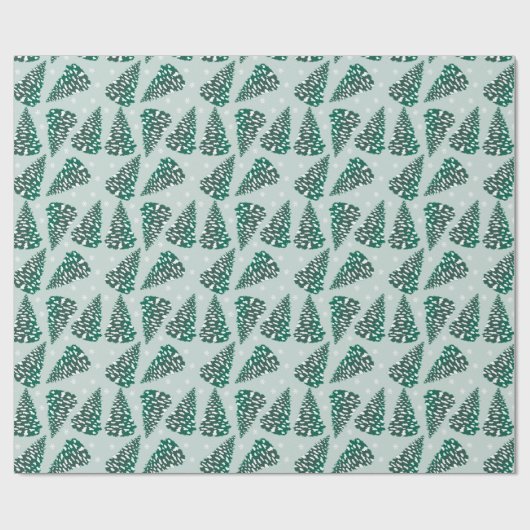 kerstboomschilfers groen wit cadeaupapier (Vlak)