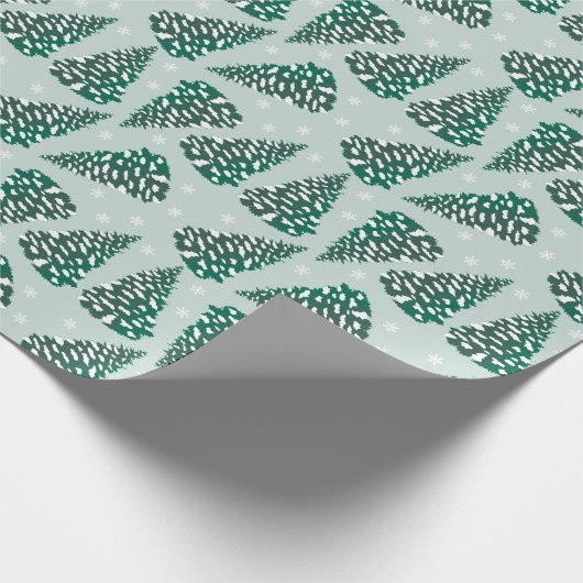 kerstboomschilfers groen wit cadeaupapier (Hoek)