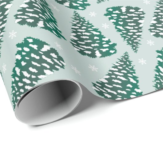 kerstboomschilfers groen wit cadeaupapier (Rol Hoek)