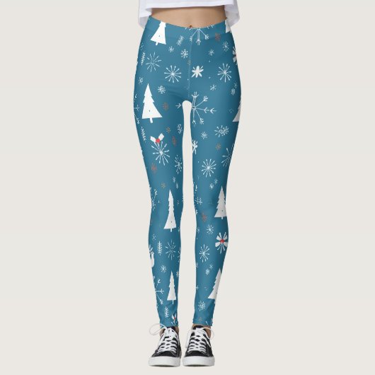 kerstboomschilfers naadloos patroon leggings (Voorkant)