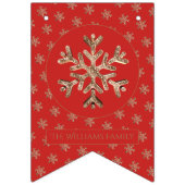 kerstboomschilfers Rood Gold Snowflake Patroon Vlaggetjes (Tweede vlag)