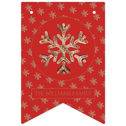 kerstboomschilfers Rood Gold Snowflake Patroon Vlaggetjes (Tweede vlag)