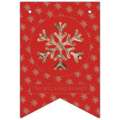 kerstboomschilfers Rood Gold Snowflake Patroon Vlaggetjes (Eerste vlag)