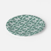 kerstboomschilfers Snowflakes Snowy Green Papieren Bordje (Gekanteld)