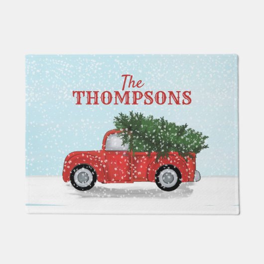 kerstboomschoen met rode vrachtwagen - speciaal a deurmat (Voorkant)