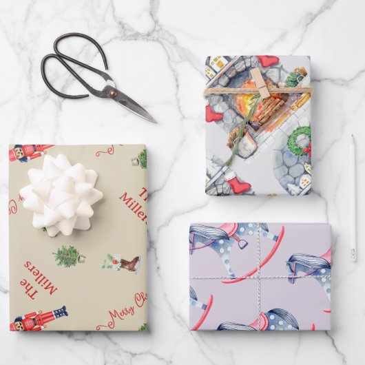 kerstboomschoorsteenschotels - Gezinsgeschenken vo Inpakpapier Vel (Voorkant)