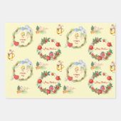 kerstboomschottenfamilie met naam cadeautjes inpakpapier vel (Voorkant 2)