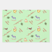 kerstboomschottenfamilie met naam cadeautjes inpakpapier vel (Voorkant)