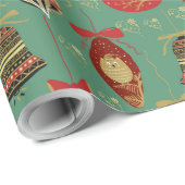 kerstboomsierpatronen cadeaupapier (Rol Hoek)