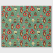 kerstboomsierpatronen cadeaupapier (Vlak)