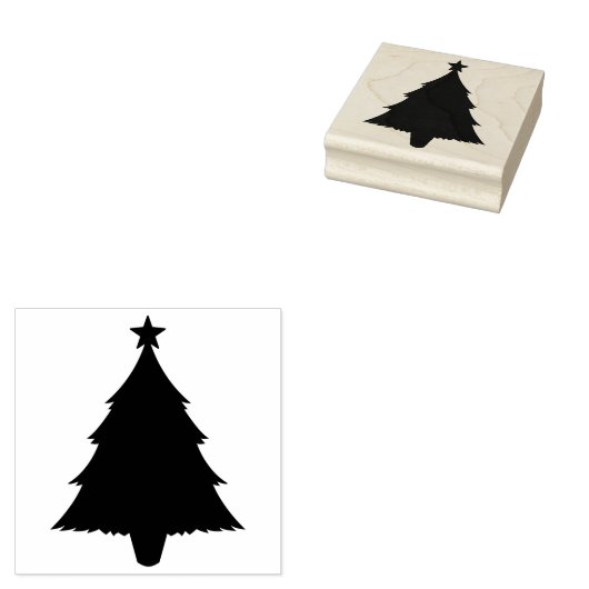 kerstboomSilhouet met ster bovenaan Rubberstempel (Gestempeld)