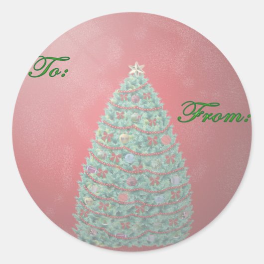 kerstboomsneeuw Wereldbol Label Sticker (Voorkant)