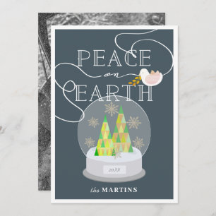 kerstboomsneeuw Wereldbol marineschip kerstfoto Kaart