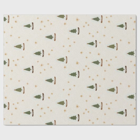 Kerstboomsneeuw Wereldbollen Moderne Cadeaupapier (Vlak)