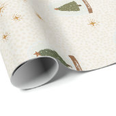 Kerstboomsneeuw Wereldbollen Moderne Cadeaupapier (Rol Hoek)